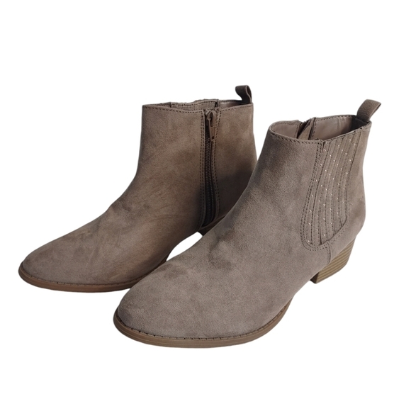 LC Lauren Conrad Women's Taupe Embellished Ankle Boots Size 7M - Picture 2 of 10